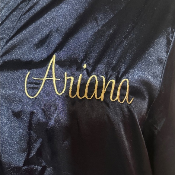 Elegant Navy Blue Satin Robe “Ariana “ - Picture 2 of 2